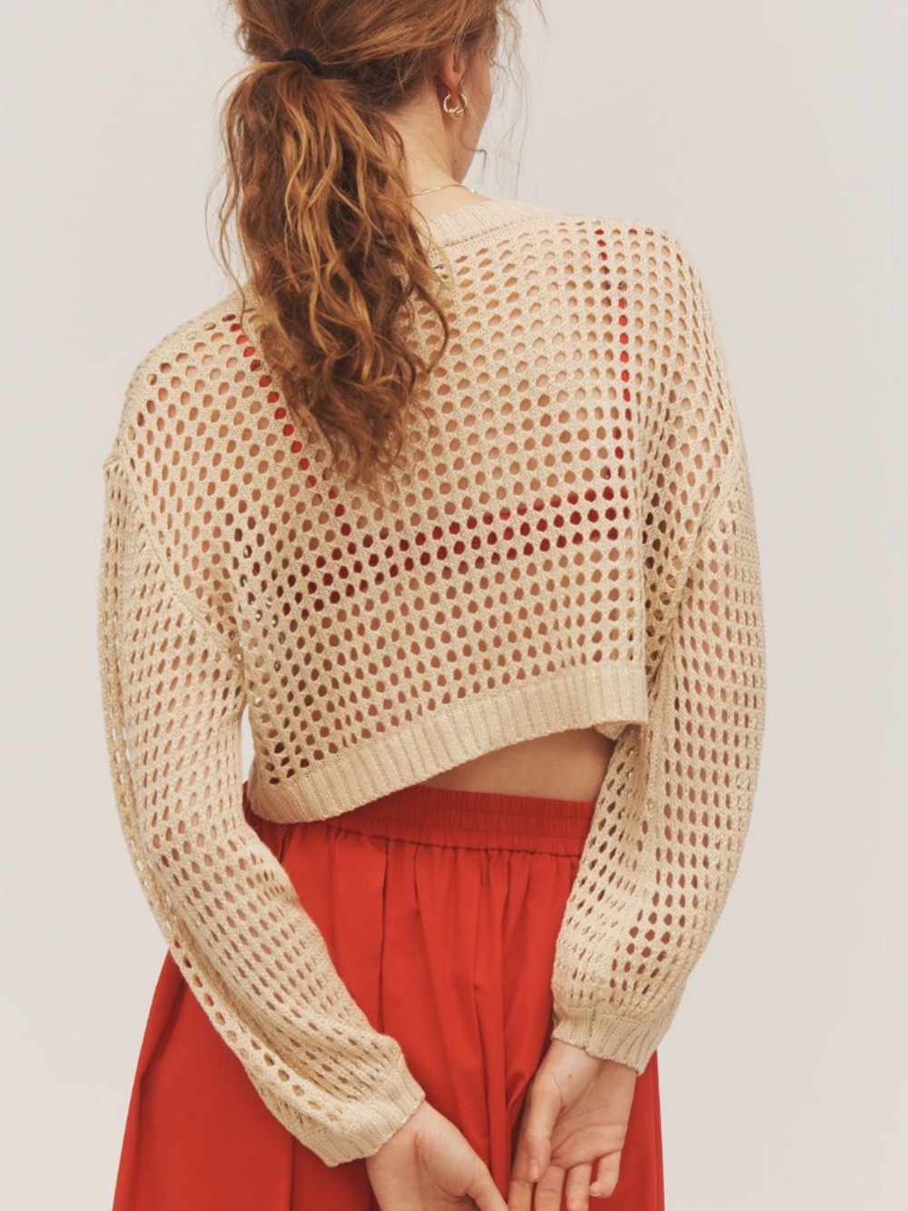Maeve Crochet Lace-Up Cardigan Sweater - Picture 3 of 6